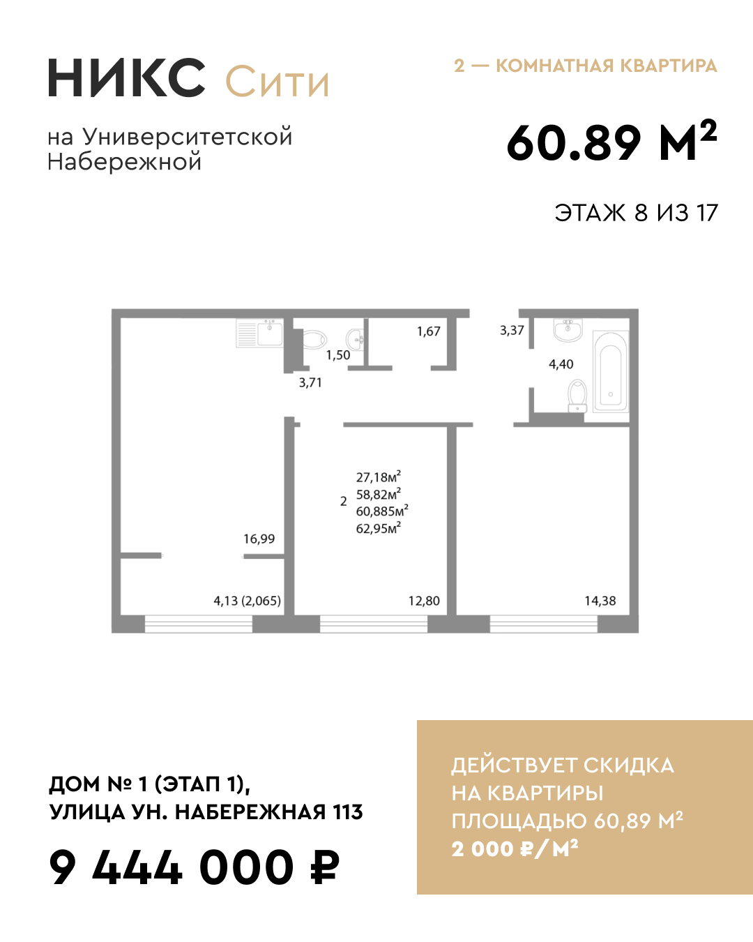 Квартира месяца в ЖК НИКС Сити на Ун. Набережной